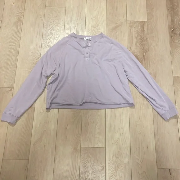 Yoga Jeans Active Cropped Henley Sweatshirt, sz M - Picture 2 of 10